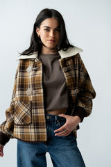 Gigi Plaid Jacket in Taupe - FINAL SALE