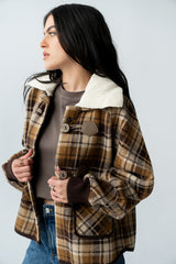 Gigi Plaid Jacket in Taupe - FINAL SALE