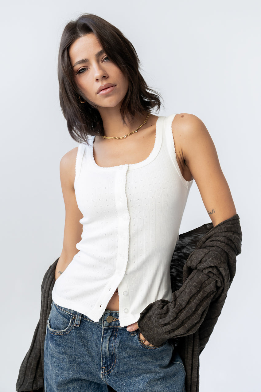 Apollo Knit Tank Top in White - FINAL SALE
