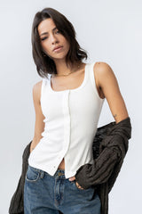 Apollo Knit Tank Top in White - FINAL SALE