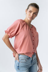 Benny Gingham Blouse in Pink