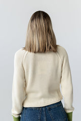 Ella Contrast Cardigan in Green - FINAL SALE