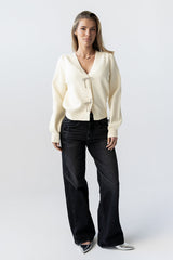 Tonya Bow Sweater in Cream - FINAL SALE