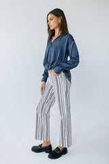 Margaret Twist Button Up in Blue - FINAL SALE