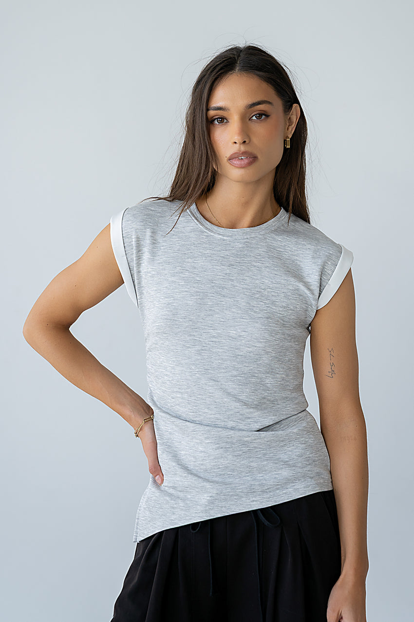 Johny Asymmetrical Top in Grey - FINAL SALE