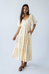 Amy Floral Maxi Dress in Yellow - FINAL SALE