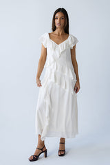 Quinton Ruffle Maxi Dress in Cream - FINAL SALE