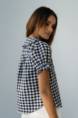 Nelly Gingham Blouse in Black - FINAL SALE