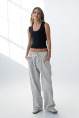 Becky Striped Wide Leg Jeans in White - FINAL SALE