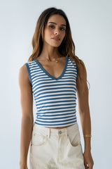Kylen Striped Tank Top in Blue