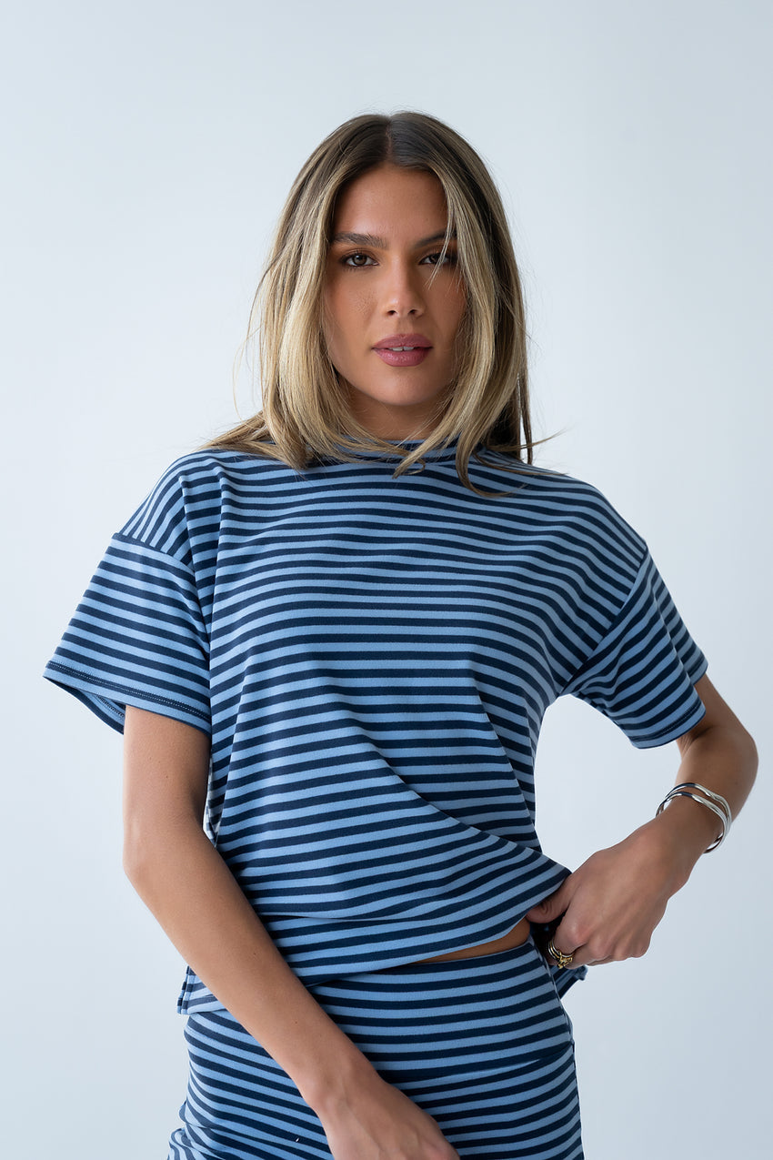 Jannet Striped Top in Navy - FINAL SALE