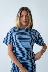 Jannet Striped Top in Navy - FINAL SALE