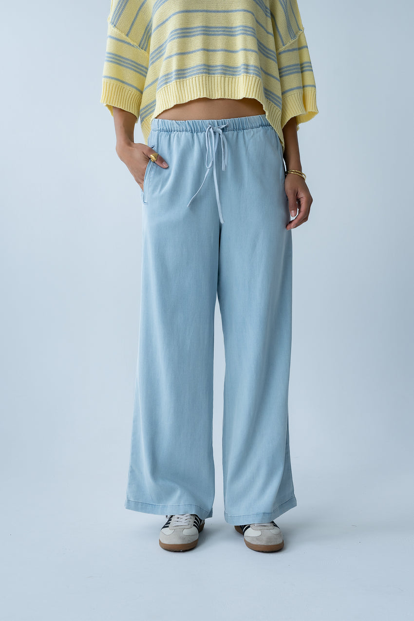 Banks Wide Leg Pants in Light Wash - FINAL SALE