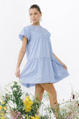 Toby Pleated Baby Doll Dress in Blue - FINAL SALE