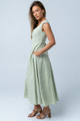 Colin Midi Dress in Sage - FINAL SALE