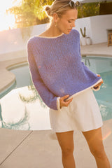 Ariel Contrast Sweater in Blue - FINAL SALE