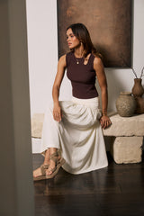 Ollie Cutout Tank Top in Brown - FINAL SALE