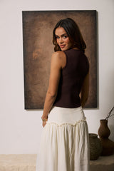 Ollie Cutout Tank Top in Brown - FINAL SALE