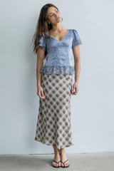 Brittany Satin Top in Blue - FINAL SALE