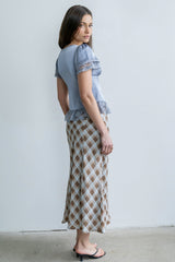 Brittany Satin Top in Blue - FINAL SALE