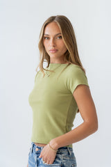 Martha Boatneck Top in Green - FINAL SALE
