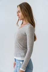 Brinley Layered Top in Heather Grey - FINAL SALE