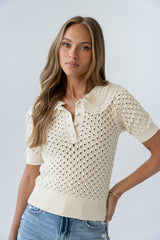 Sunny Crochet Top in Cream