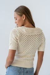 Sunny Crochet Top in Cream