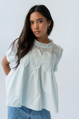 Estelle Mesh Top in Light Blue