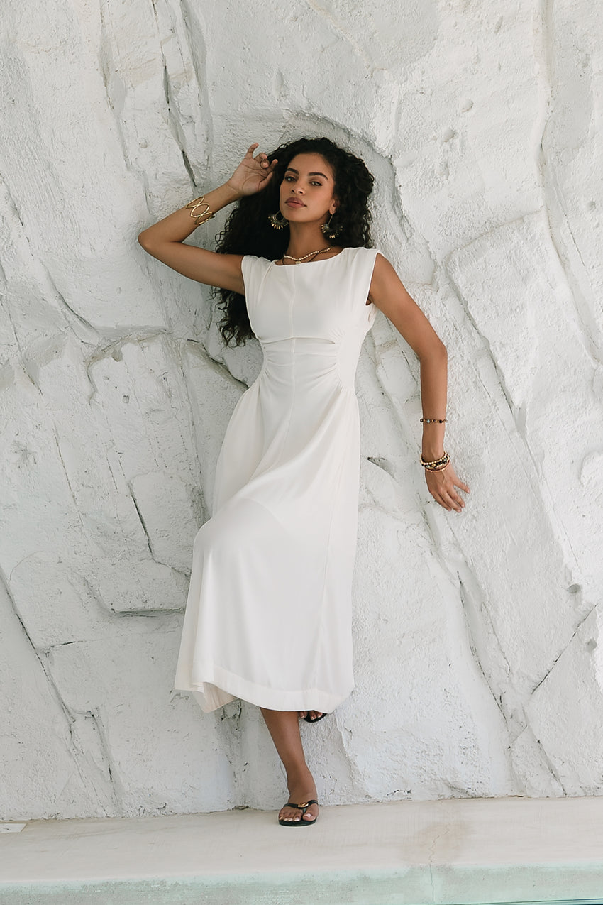 Nora Midi Dress in Ivory - FINAL SALE
