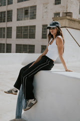 Emily Striped Wide Leg Pants in Navy - FINAL SALE