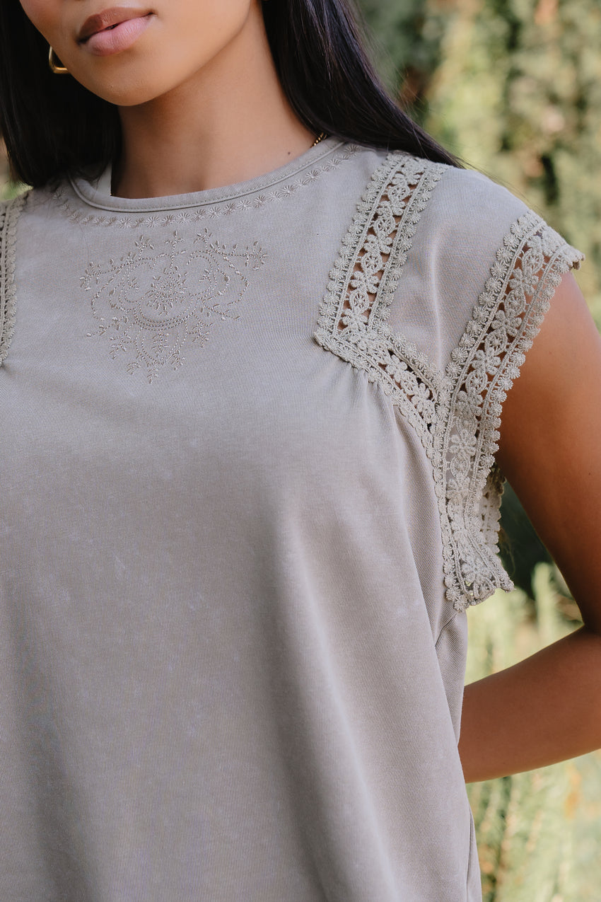 Maisey Embroidered Top in Green