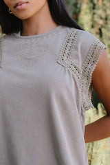 Maisey Embroidered Top in Green