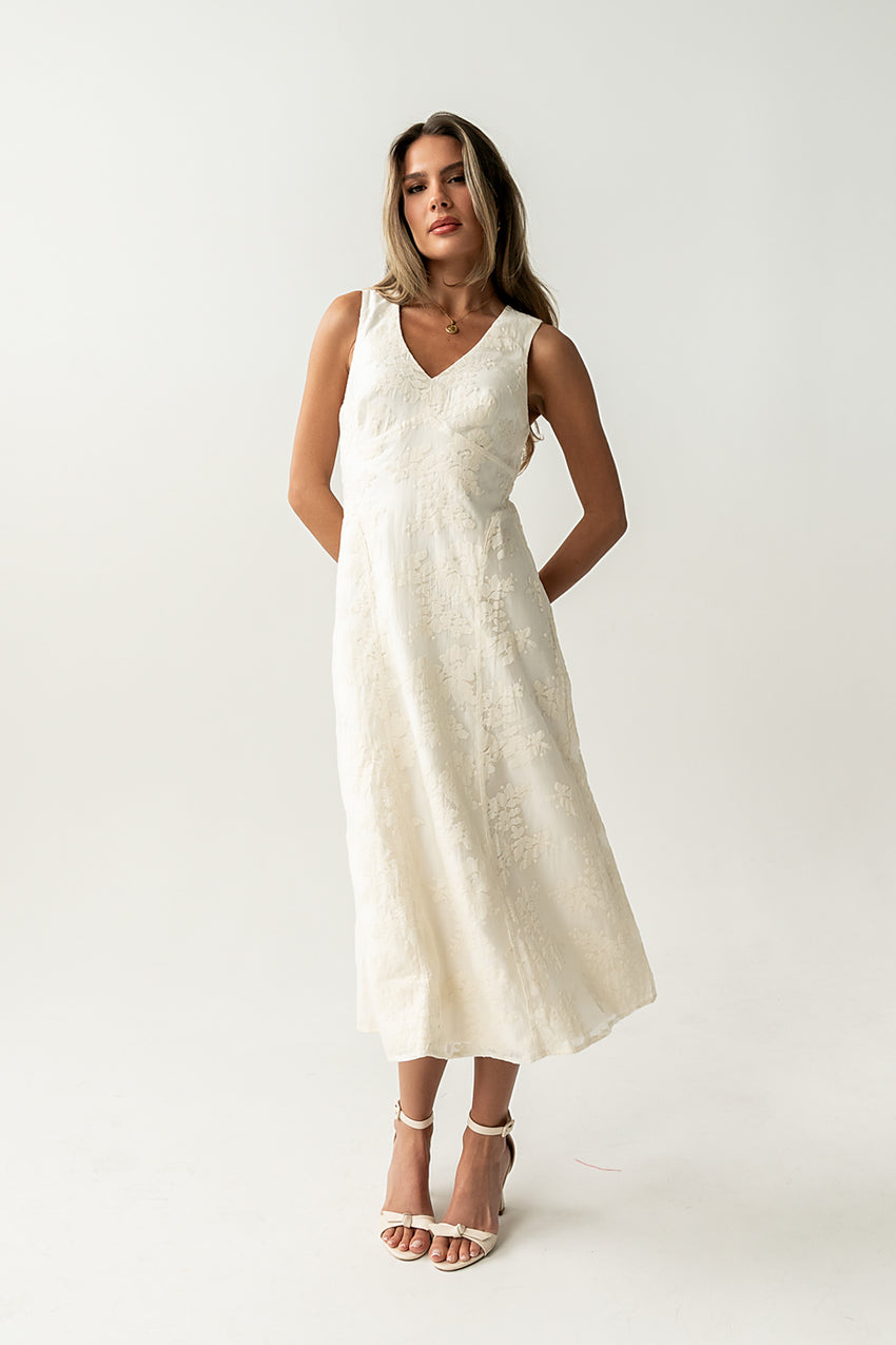 Ariel Embroidered Midi Dress