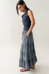 Lina Pointelle Knit Tank in Navy - FINAL SALE