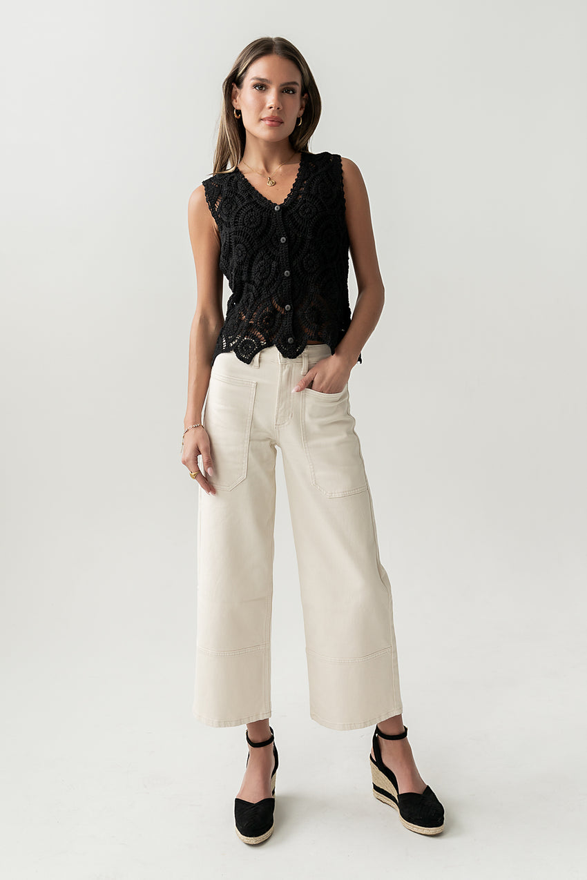 Vicky Crochet Vest in Black - FINAL SALE