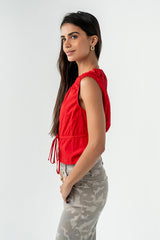 Tamika Ruched Top in Red - FINAL SALE