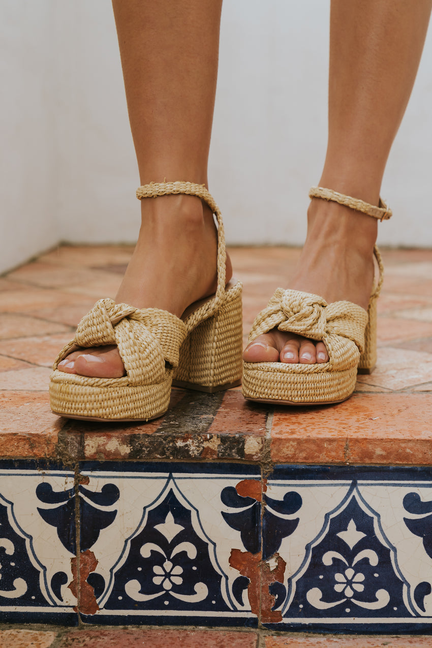 Reese Raffia Block Heels - FINAL SALE