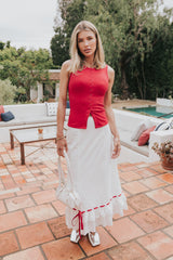 Lucas Button Up Tank Top in Red - FINAL SALE