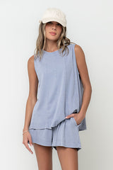 Kaytee Ribbed Top in Blue - FINAL SALE
