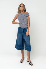 Michelle Boatneck Striped Top in Navy - FINAL SALE
