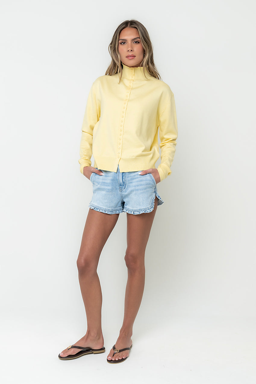 Joanna Denim Ruffle Shorts