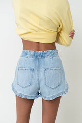 Joanna Denim Ruffle Shorts