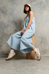 Brookelle Denim Floral Jumpsuit in Light Wash