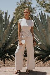 Manny Ruched Linen Top