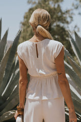 Manny Ruched Linen Top