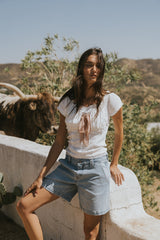 Lennon Lace Trim Blouse - FINAL SALE