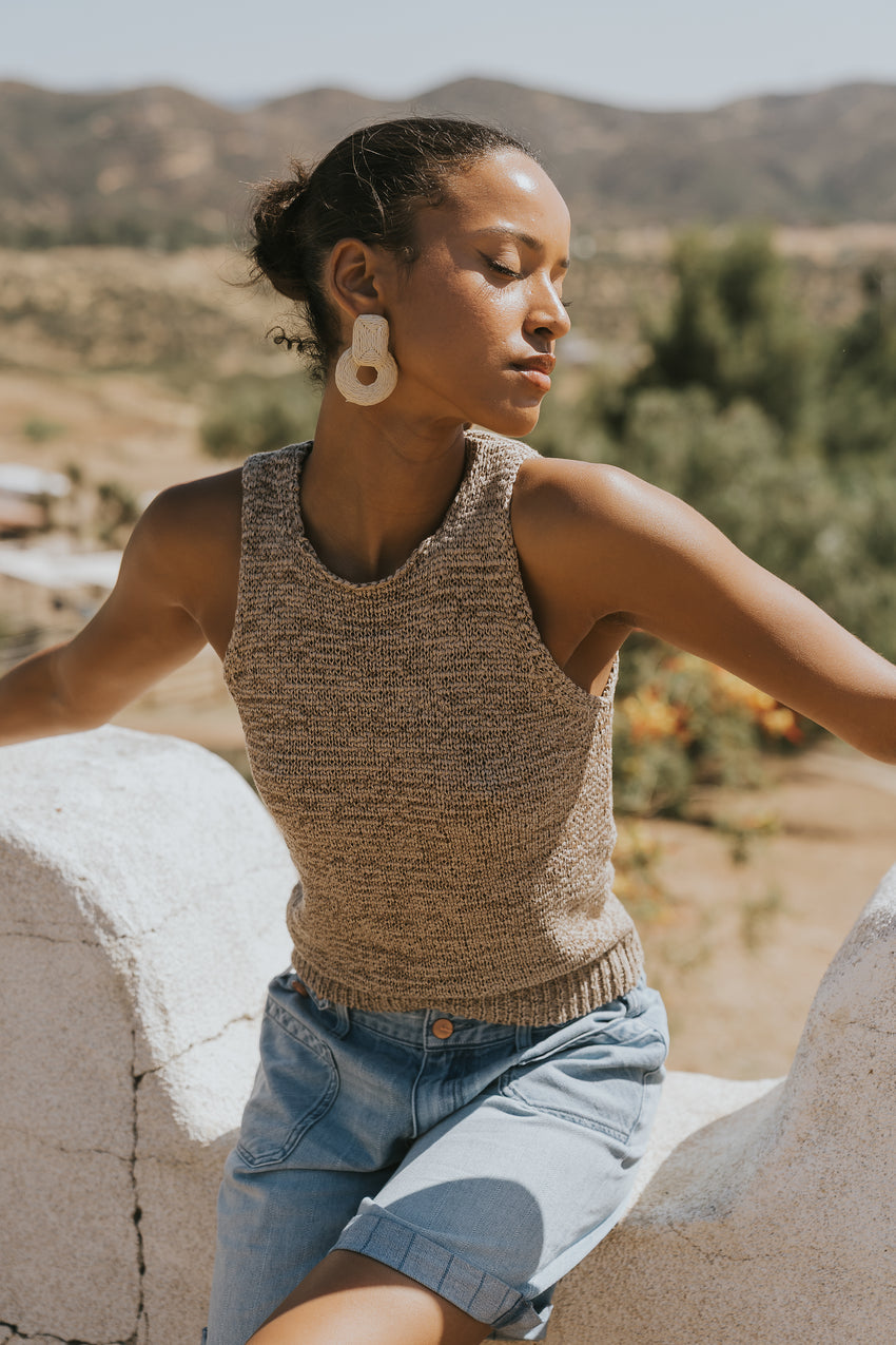 Lottie Knit Tank in Tan - FINAL SALE