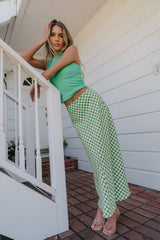 Posie Gingham Maxi Skirt in Green - FINAL SALE