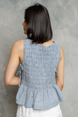 Jeremy Smocked Blouse in Blue - FINAL SALE
